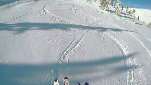 Landing vanaf skilift — Stockvideo