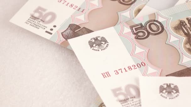 俄罗斯卢布扔钞票 — 图库视频影像