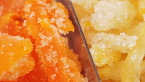 Μείγμα από τέσσερα ζαχαρωμένα φρούτα — Αρχείο Βίντεο