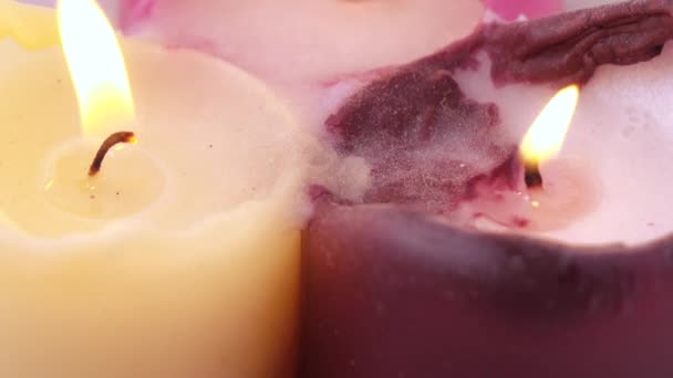 Burning wax candles — Stock Video