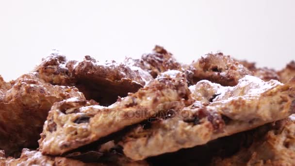 Вівсяне печиво з цукровим порошком — стокове відео