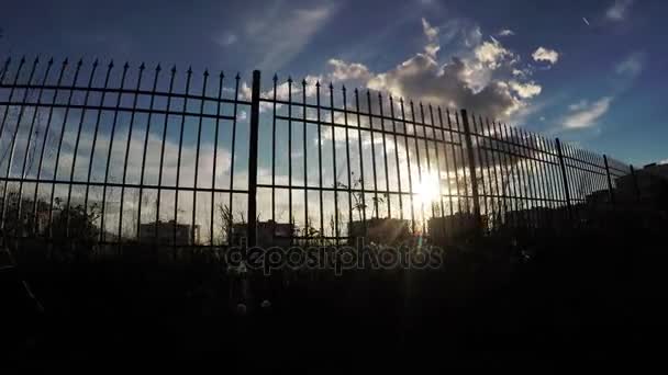 Sun through the fence — Stock Video