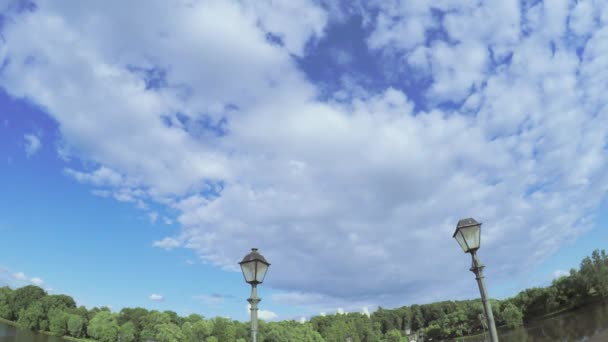 Luces de calle en el parque — Vídeos de Stock