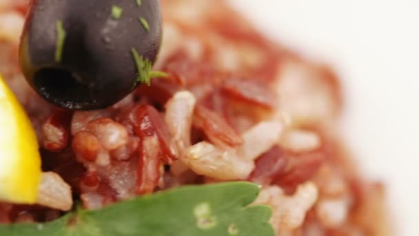 Norwegian lobster with rice — Stock Video