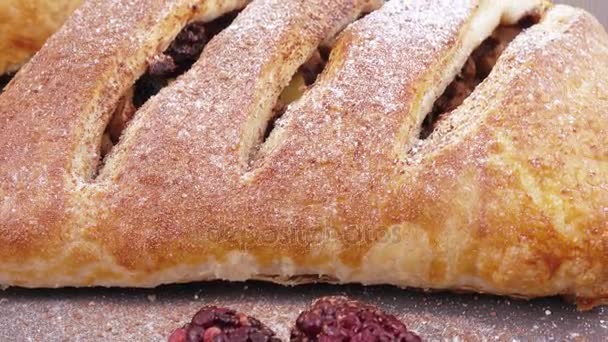 Strudel met appels — Stockvideo