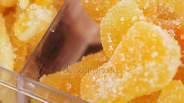 Mixture of four candied fruits — Stock Video