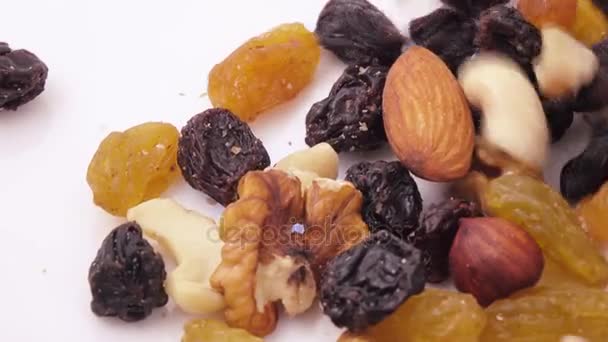 Nuts and dried fruits in bulk — Stock Video