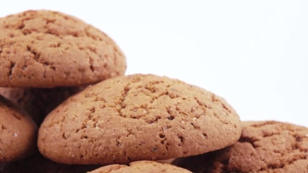 Pilha de biscoitos de aveia — Vídeo de Stock