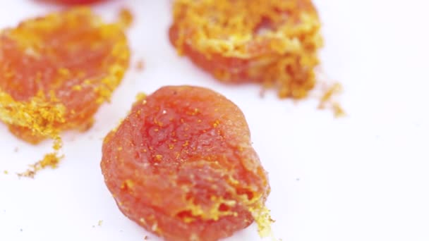 Pile of dried apricots — Stock Video