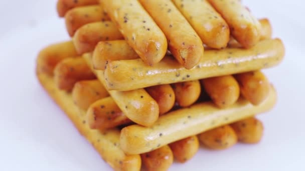 Palitos de galletas con semillas de amapola — Vídeos de Stock