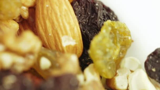 Nuts and dried fruits in bulk — Stock Video