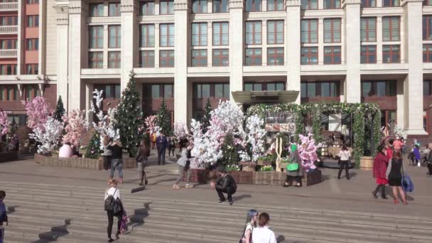Ходьба людей на Майдані манеж — стокове відео