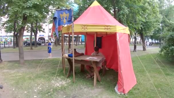 Camping campamento de la antigua Rusia — Vídeo de stock