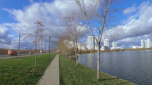 Alley near the pond — Stock Video