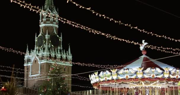 Carousel on Red Square in defocus — Stok video