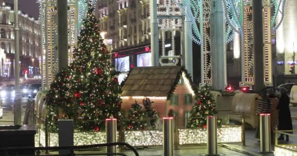 Weihnachtsmarkt 2020 auf dem Manezhnaya-Platz — Stockvideo