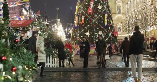 Christmas market on Red Square — ストック動画