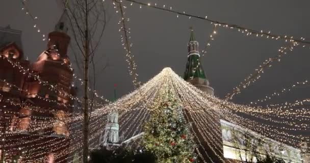 Manezhnaya Meydanı 'nda Noel Pazarı 2020 — Stok video