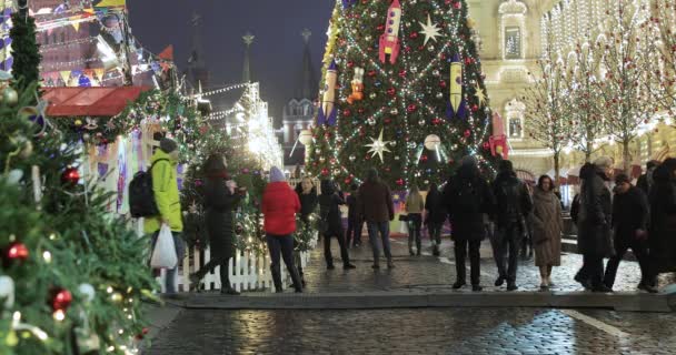 Christmas market on Red Square — ストック動画