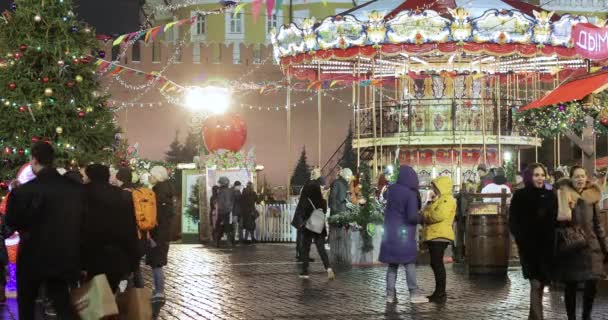 Julmarknad på Röda torget — Stockvideo