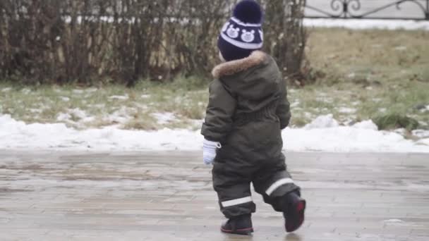 Прогулки зимой парк — стоковое видео