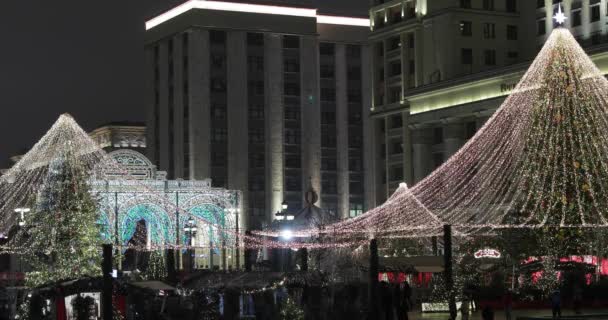 Manezhnaya Meydanı 'nda Noel Pazarı 2020 — Stok video