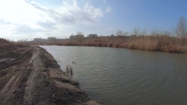 Teich für Schlamm mit Asche — Stockvideo