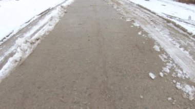 Old concrete road and snow