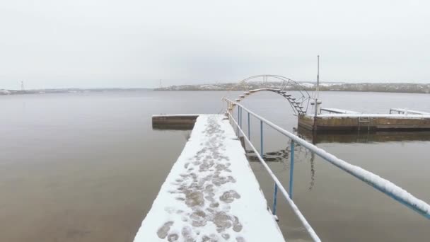 Snow covered marina — Wideo stockowe