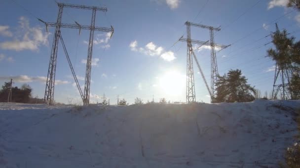 Power lines in the light — Stock Video