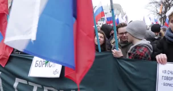 Março em memória de Nemtsov — Vídeo de Stock