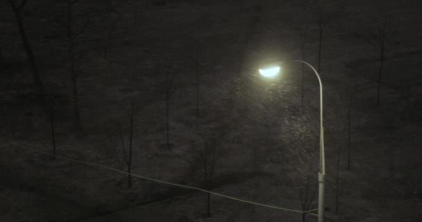 Lanterna e nevischio di notte — Video Stock