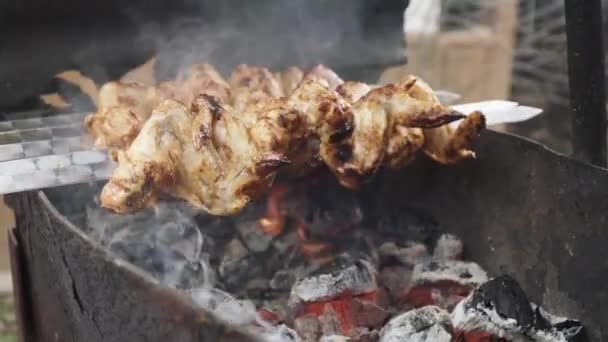 Cocinar alas de pollo — Vídeo de stock