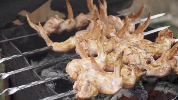 Gotowanie skrzydełek kurczaka — Wideo stockowe