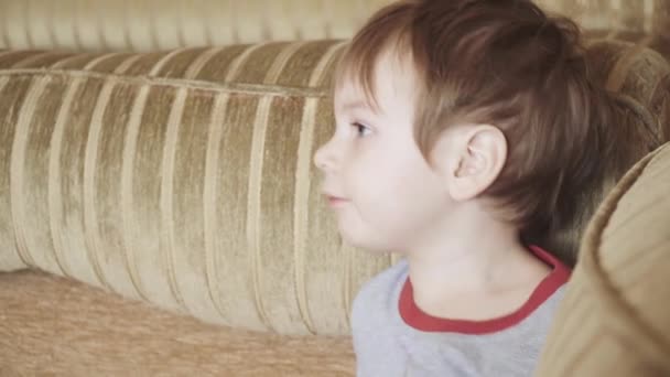 Niño niño viendo la televisión — Vídeo de stock