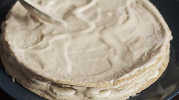 Farina d'avena torta pancake — Video Stock