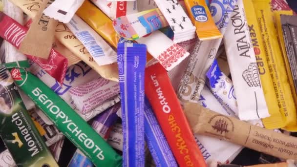 Bags of sugar in bulk — Stock Video