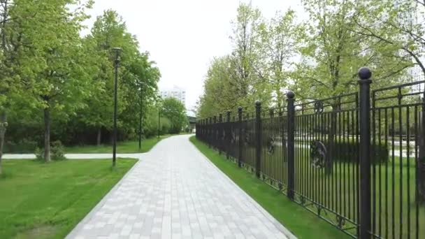 Allée du parc et clôture en fer — Video