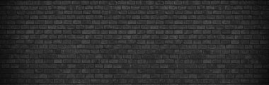 Darl siyah gri tuğla duvar, duvarcılığın geniş panoraması, panaromik çözünürlük fotoğrafı.