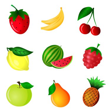 Meyve ve çilek Icons set vektör