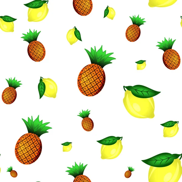 Citroner och ananas sömlösa mönster. Vektorillustration. — Stock vektor