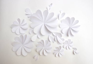 beyaz kağıt çiçekler dekoratif arka plan