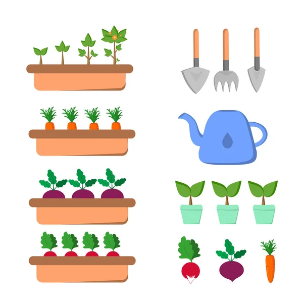 Set gardening items — Stock Vector