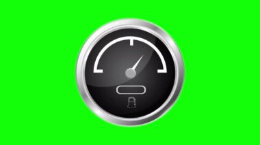 Yakıt göstergesi. Siyah yuvarlak krom çerçeveli Pano öğesi.