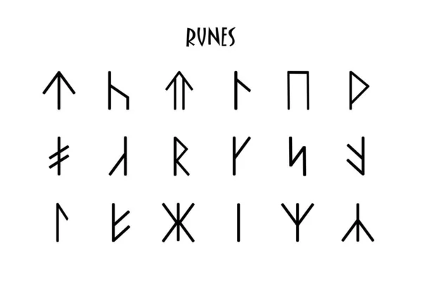 Conjunto de letras runas, alfabeto runas. Alfabeto rúnica. Escribiendo cosas antiguas. Futhark. . — Vector de stock