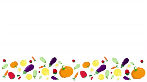Comida ecológica. Cosecha verduras movimiento fondo — Vídeo de stock