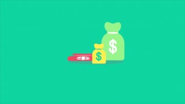 Dolar ve para çantalarıyla birlikte.