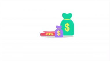 Dolar ve para çantalarıyla birlikte.