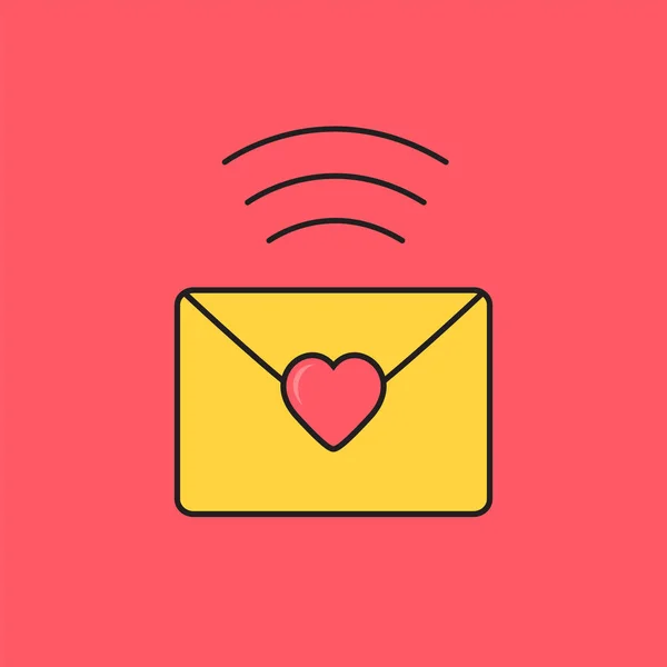 Carta de amor com wifi . — Vetor de Stock