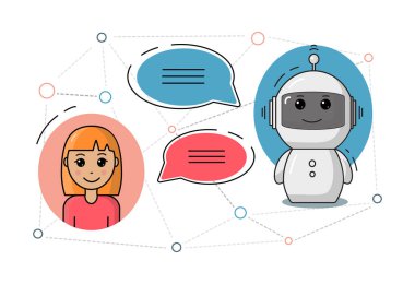 Sohbet etmek vektör çizim, sohbet bot veya chatterbot